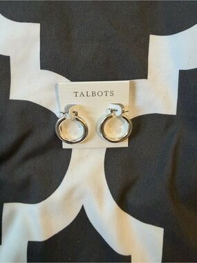 Talbots Silver Tone Hoop Earrings NWT